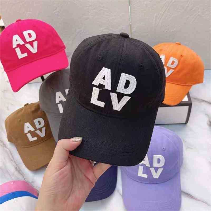 

Korean fashion brand adlv letter men's and women's baseball 21 new decoration collocation Jianling show face little couple cap1, Cyan