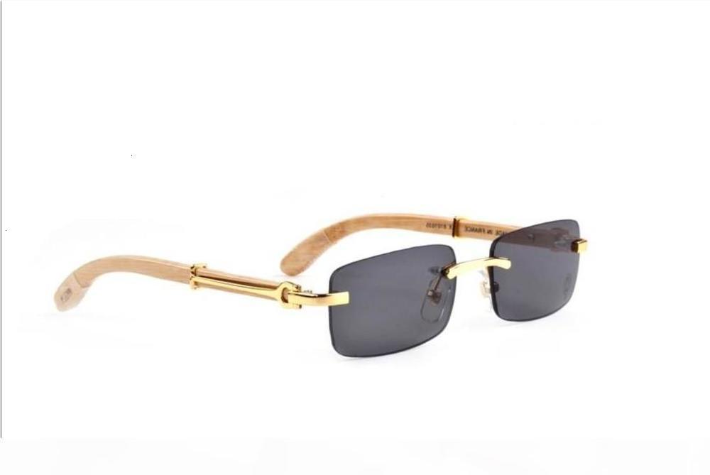 

sunglasses Fashionable sun frames Ienbel fashion Rimless Sunglasses Men Wood And Nature Buffalo Horn Driving Shade Eyewear Mens Sport Glasse, Black