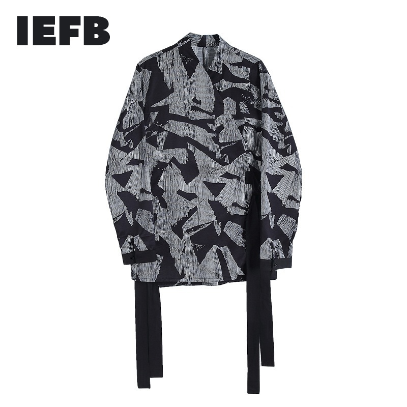 

IEFB /men and women's wear Spring Irregular Geometry Color Block Niche Jacquard Loose streetwear Shirt 9Y984 210524, Graph coloring