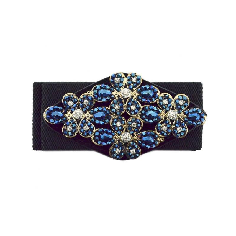 

Belts 40%Women Handmade Rhinestone Inlaid Flower Wide Waist Belt Elastic Dress Waistband, Black