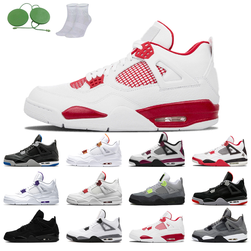 

4s man basketball shoes cool fashion color Black Cat court purple University Red Neon bred Alternate Motorsport orange dark White Cement Grey Fire oreo Pine