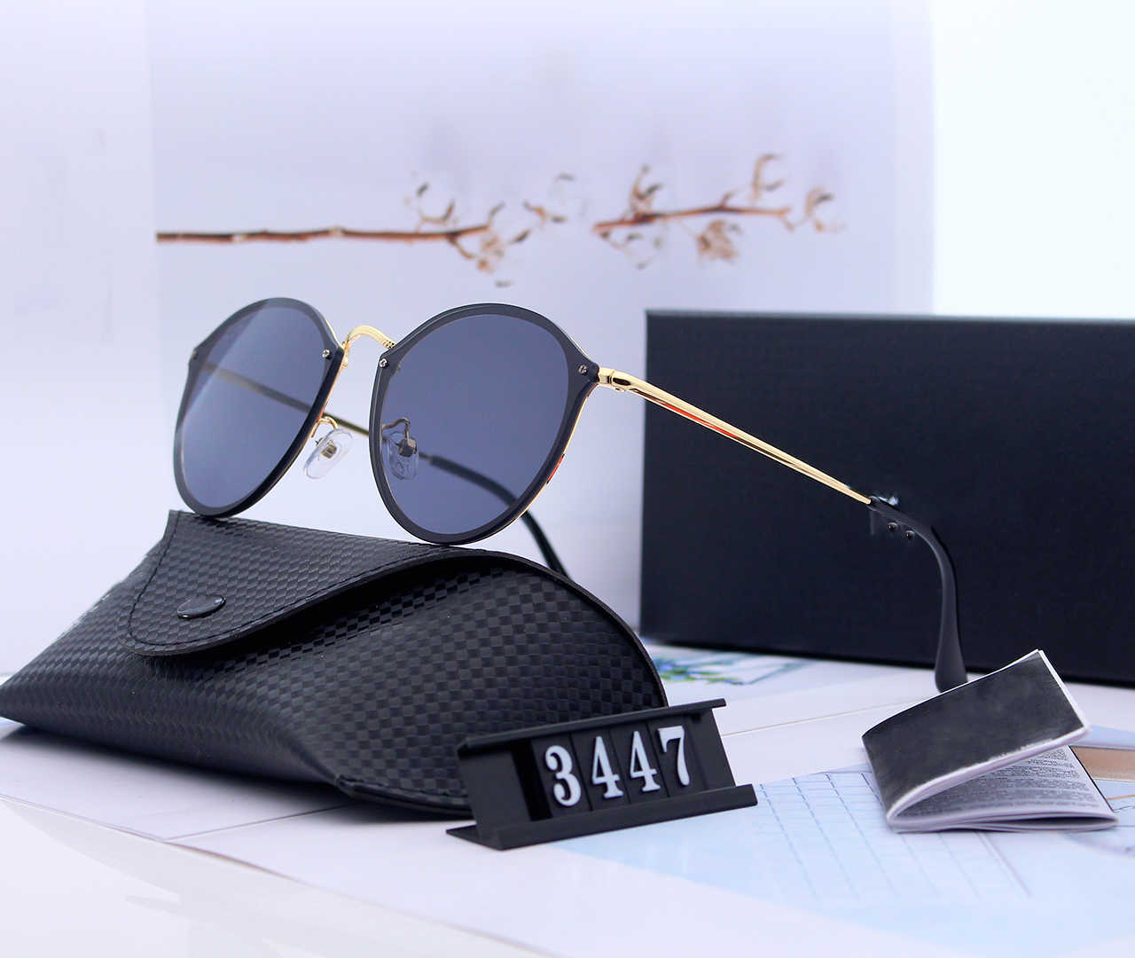 

Designer Sunglasses Mens Womens Sun Glasses Uv400 Metal Gold Frame Eyewear 3447 Occhiali Da Sole Firmati Des Lunettes De Soleil Luxury High Quality 8 Style with box