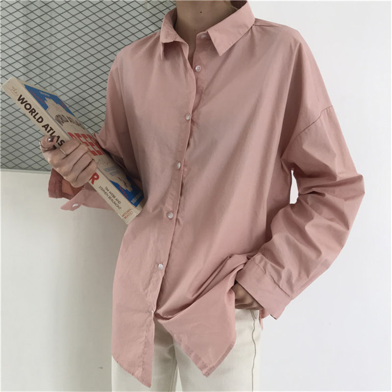 

HziriP Women Blouses 2021 Spring Solid Blouse Loose Casual Vacation All-Match Women Tops Shirts Blusas Camisas Mujer 4 Colors, Apricot