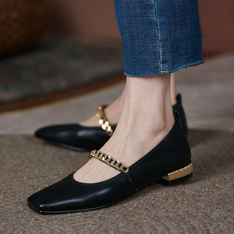 

sandals design of brand autumn luxury current toe square foot shallow heel shoes genuine leather slip-on-casual women's 3spb, Black