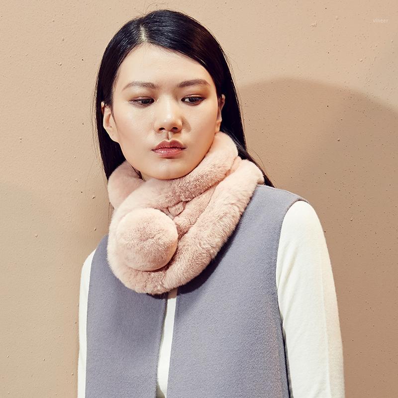 

Scarves Rex Fur Scarf Korean Style Lady's Double-sided Short And Versatile Thickened Warm, Blue;gray