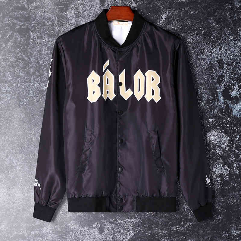 

et men's korean fashion autumn and winter new coat handsome student loose baseball suit printable, Black