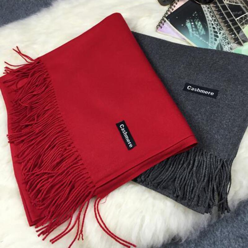 

Scarves Top Quality Solid Tassels Scarf All-match Couple Autumn Winter Unisex Warm Wrap Shawl Women Men Accessory Gifts, Blue;gray