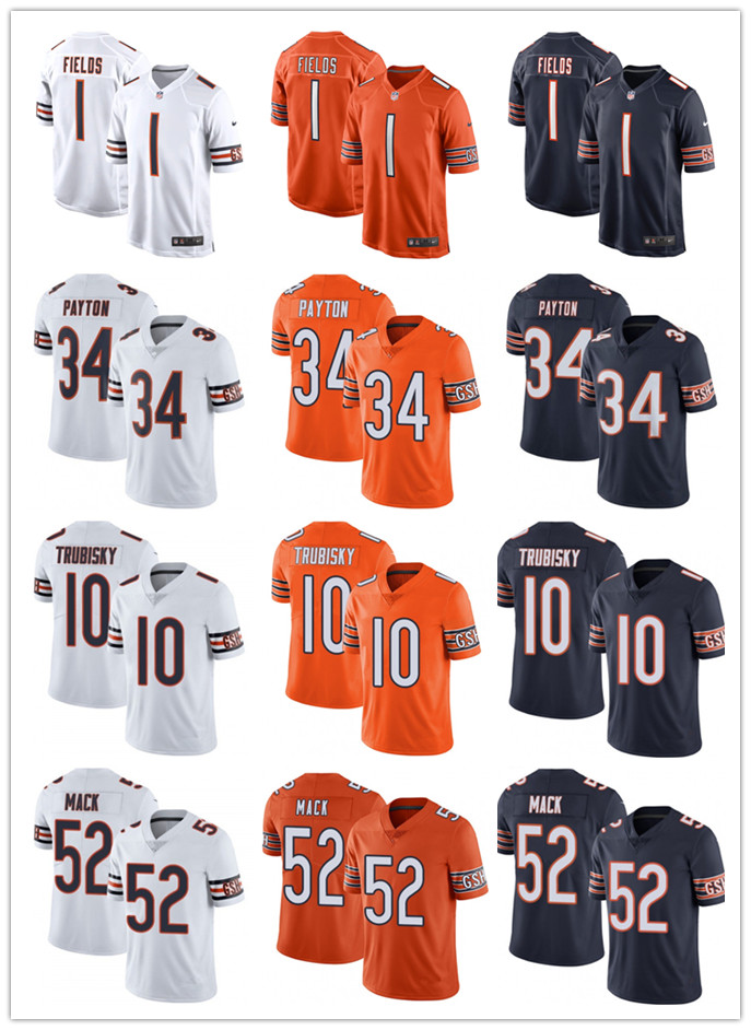 

Men Women Youth chicago Bears 52 Khalil Mack 34 Walter Payton 10 Mitchell Trubisky 1 Justin Fields Football Jerseys Navy white Orange, Black;red