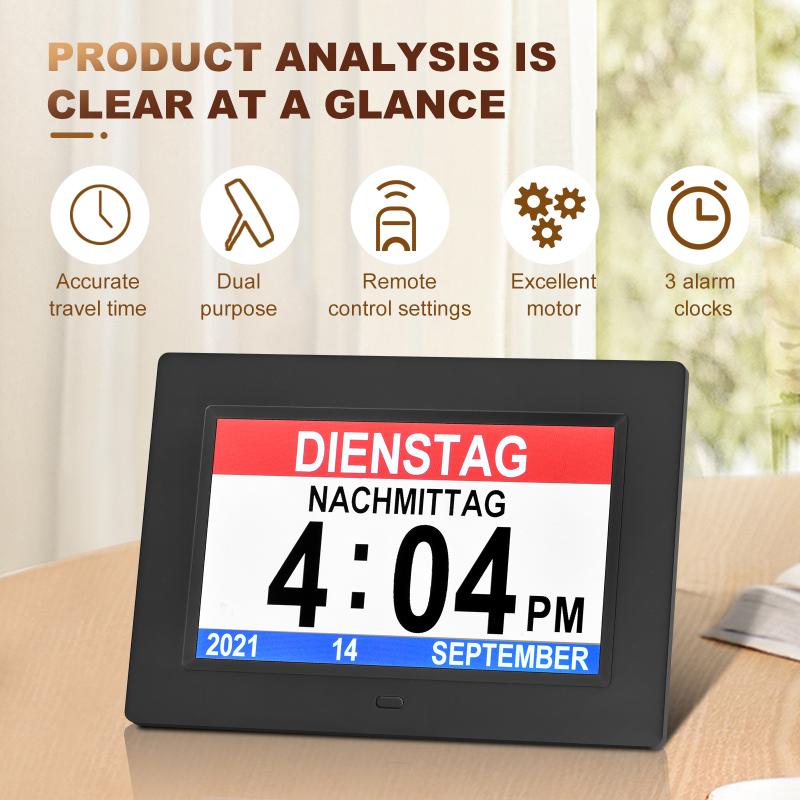 

Desk & Table Clocks 7 Inch Alarm Clock With Date And Day Weather Station Digital Reminder Po Frame Video Playback