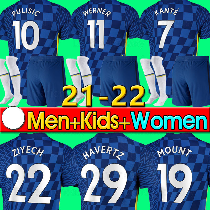 

soccer jersey PULISIC ZIYECH HAVERTZ KANTE WERNER ABRAHAM CHILWELL MOUNT JORGINHO 2021 2022 GIROUD football shirt 20 21 22 home away thrid men ids kit shorts socks, P01 20 21 home