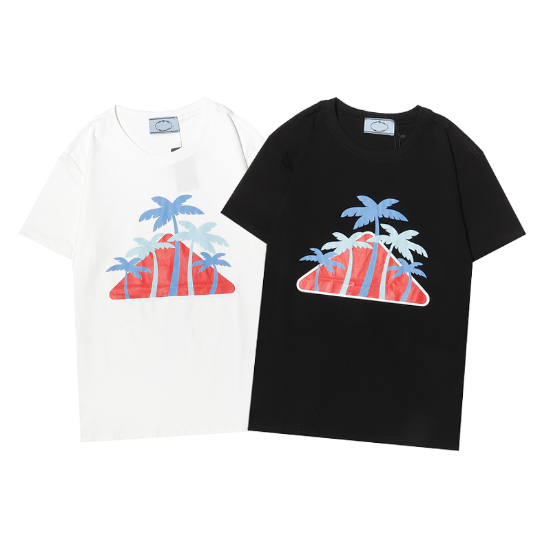 

Man Women Summer Designer T shirts Printing Coconut Tree Breathable Tshirts -2XL Size Mens Black White Short Sleeve Tees