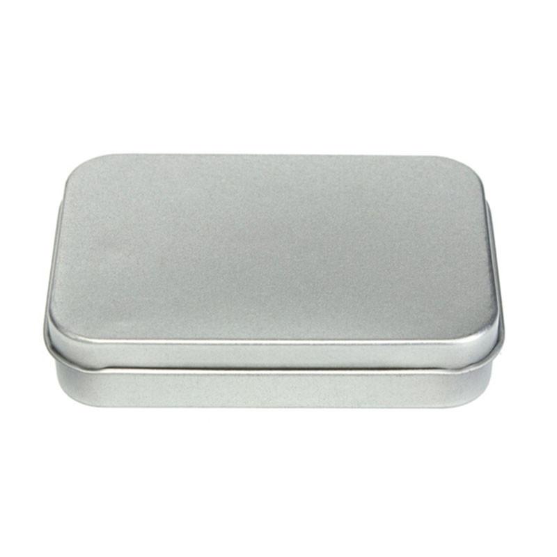 

Storage Boxes & Bins Small Metal Tin Box Silver Flip Coin Earrings Headphones Gift Case Containers, As pic