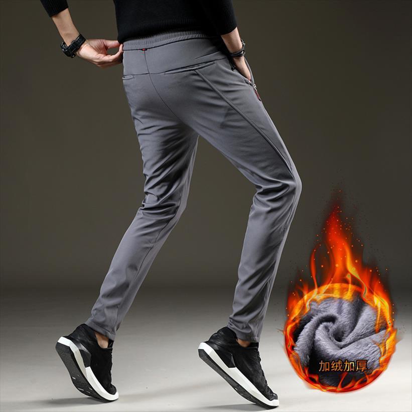 

winter loose stretch sweatpants women pant thicker joggers male trousers plus size fleece lining, Black