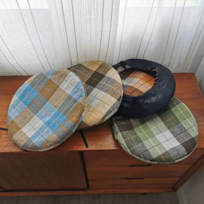 

Lovely Beret Female Spring And Autumn Double Sided Can Wear Net Red British Octagonal Hat Berets, Sided - blue black