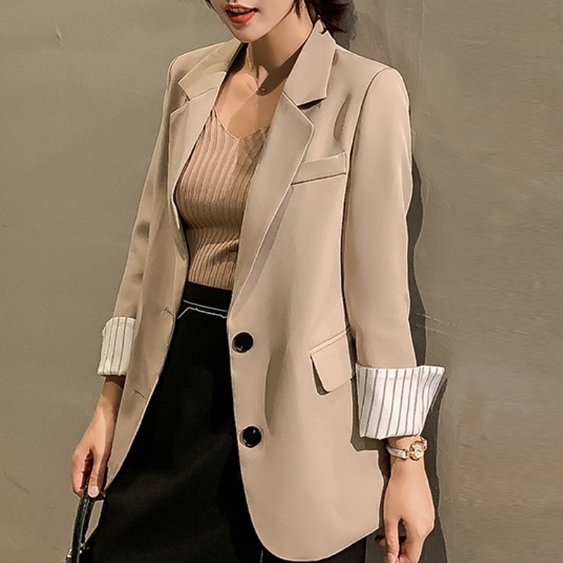 

Autumn Long Sleeve Blazer Women Office Notched Woman Jacket Coat Women Blazer Femenino Women Blazers Coats Clothes D562 210602, Light green