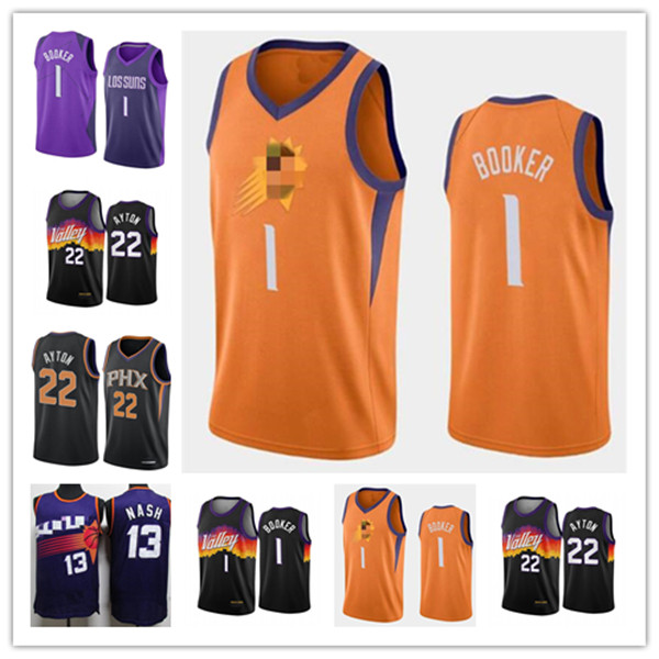 

Men Kid Devin 1 Booker jersey 22 Ayton 3 Paul 13 Nash 34 Barkley Basketball 21 City New edition Jerseys Black White Youth S-3XL, As photo