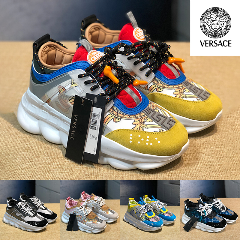 

2021 Mens Versace reflective height reaction sneakers Casual Shoes multi-color suede leaopard floral blue yellow black gold men women trainers, 20# bubble wrap packaging