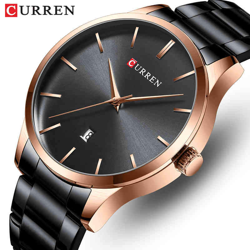 

CURREN Top Brand Quartz Watch Men Fashion Sports Men's Watches Business Gentlemen Stainless Steel Clock Male Relogio Masculino 210517, Silver black