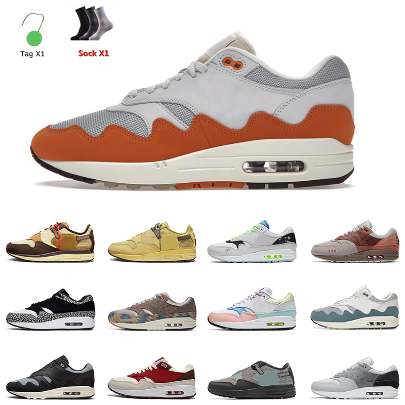 

High Quality Classic Max 1 Mens Running Shoes Patta Waves Monarch 1s Women Fashion Jogging Outdoor Schematic White Black Bred Kiss of Death Bacon Max1 Sneakers, B40 denham 40-45