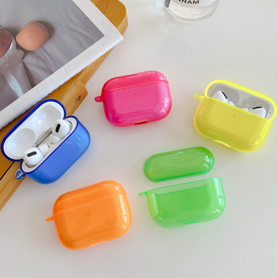 

usps coque acaja de Fashion Neon Fluorescent Solid Color Earphone air pods pro case Soft tpu cases airpods airpod cover