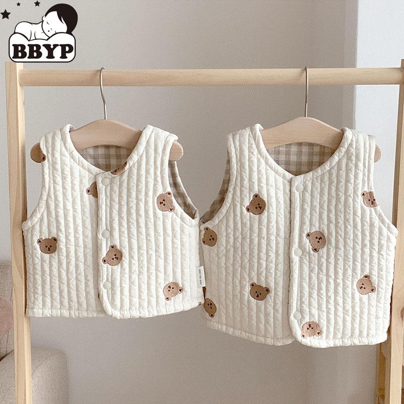 

Vest Spring Kids Boys Girls Cotton Vests Clothes Embroidery Bear Baby Waistcoats Toddler Sleeveless Tops Unisex Outerwear, Blue
