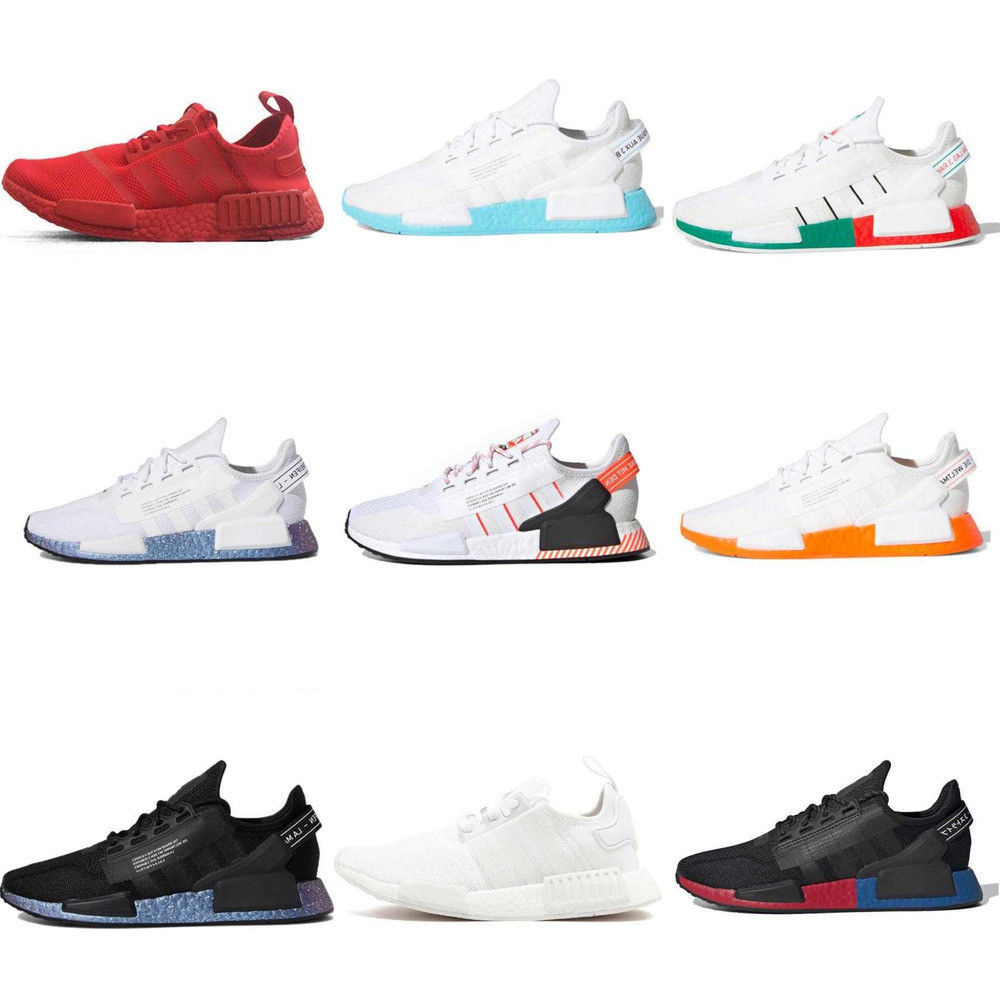 

high quality Nmd r1 v2 mens running shoes White Speckled aqua tones mexico city metallic black men women outdoor trainers sports sneakers
