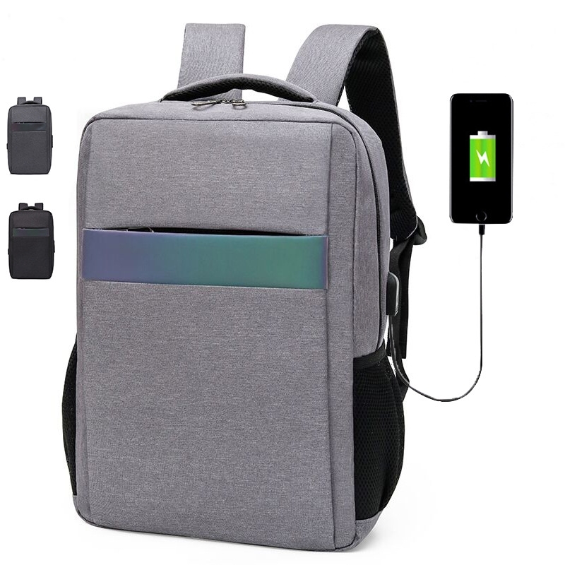 

Outdoor sharp new backpack computer business leisure bag waterproof USB reflective printable, Black