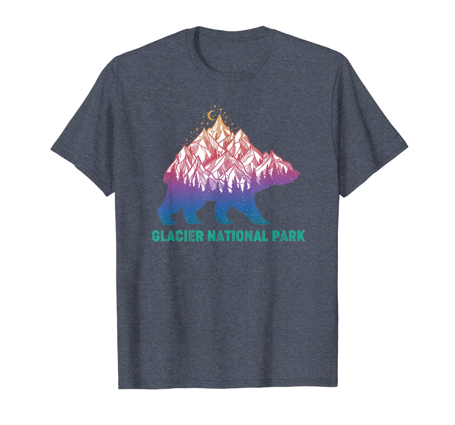 

retro vintage glacier shirt national park gift for hikers, White;black