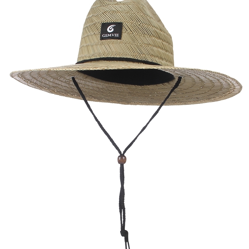 

Classic Handwork Women Men Lifeguard Hat Straw Summer Beach Sun hat Outdoor Wide Brim Jazz Panama Womens 210608, White