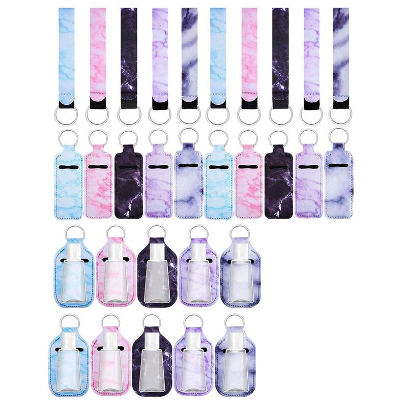 

Keychains 30 Pieces Travel Bottle Keychain Holder Chapstick Reusable Containers Set With Wristlet Lanyards