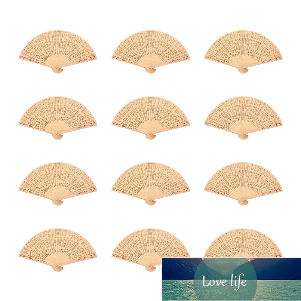 

12pcs Sandalwood Wooden Fans Hand Held Scented Hollow Folding Fans Dancing Decoration Chinese Style Female Crafts