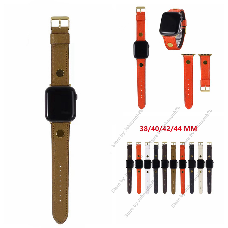 

Fashion Leather Designer Watchband Smart Straps for Apple Iwatch 38mm 40mm 42mm 44mm with logo box packing 091016