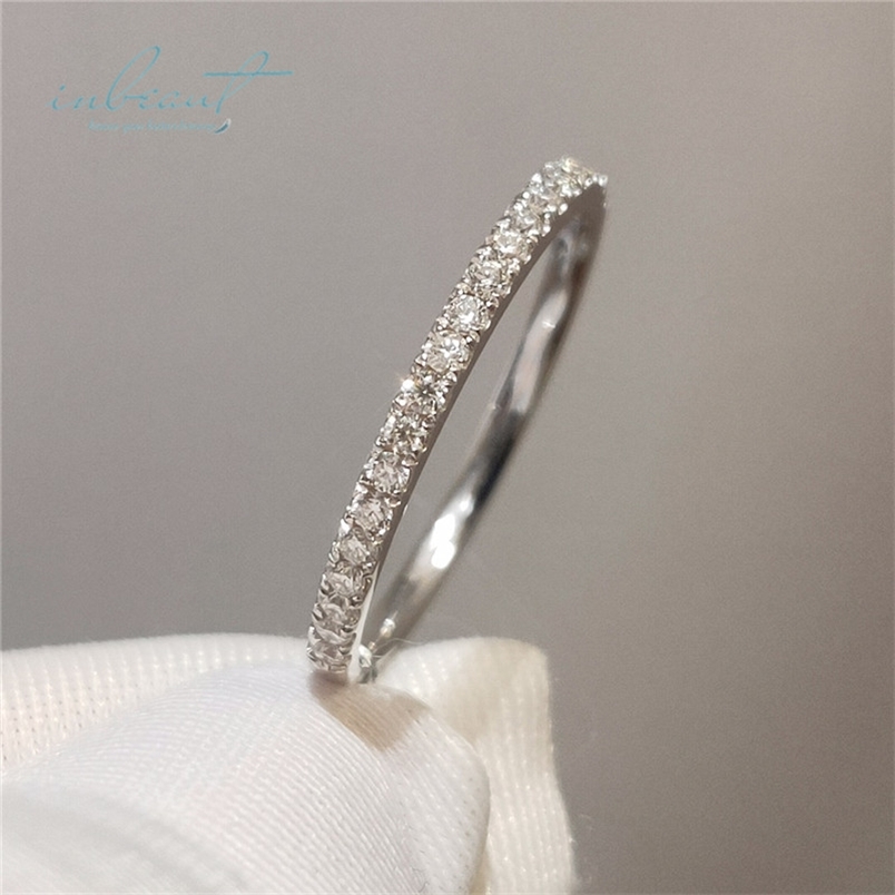 

inbeaut 18K White Gold Plated Pass Diamond Test Round Excellent Cut 0.1 ct Micro D Color Ring 925 Siver Party Jewelry 210924, Slivery;golden