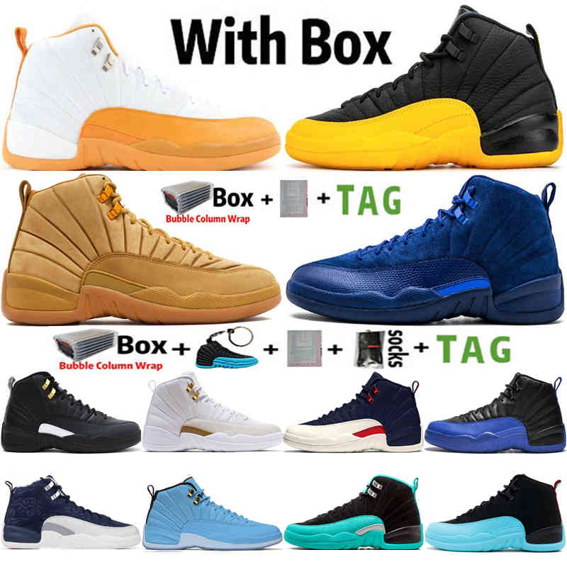 

2021 With Box Jumpman 12 12s University Gold UNC Mens Basketball Shoes Deep Royal Blue Dark Concord Michigan Women Sneakers Trainers Size, 33