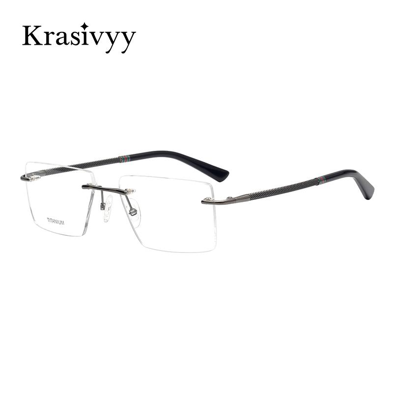 

Fashion Sunglasses Frames Krasivyy Pure Titanium Rimless Glasses Frame Men Prescription Eyeglasses Myopia Optical Vintage German Eyewear