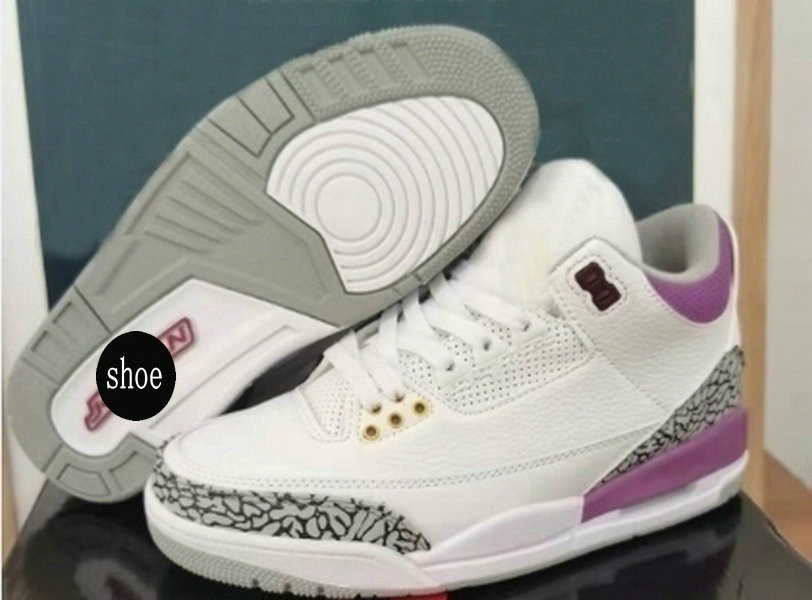 

2021 new 3 retro high white purple men/women/kids basketball shoes 3s III white/cement grey youth GS big boy sports sneakers