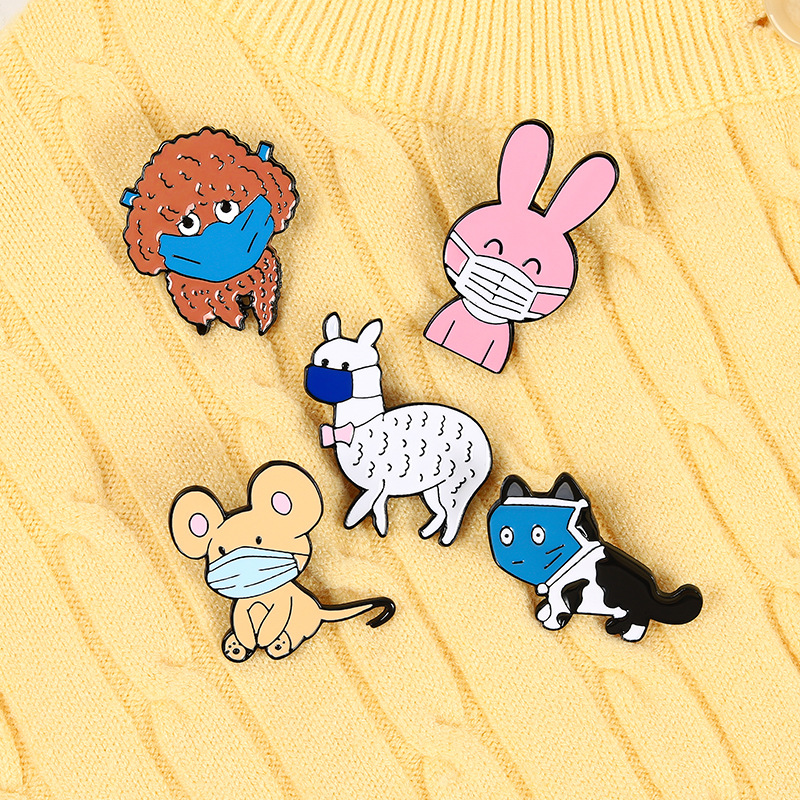 

Cartoon Puppy Rabbit Mouse Brooches Care Health Prevention Animal Badge For Unisex Children Protect Animals Pins Clothing Accessories