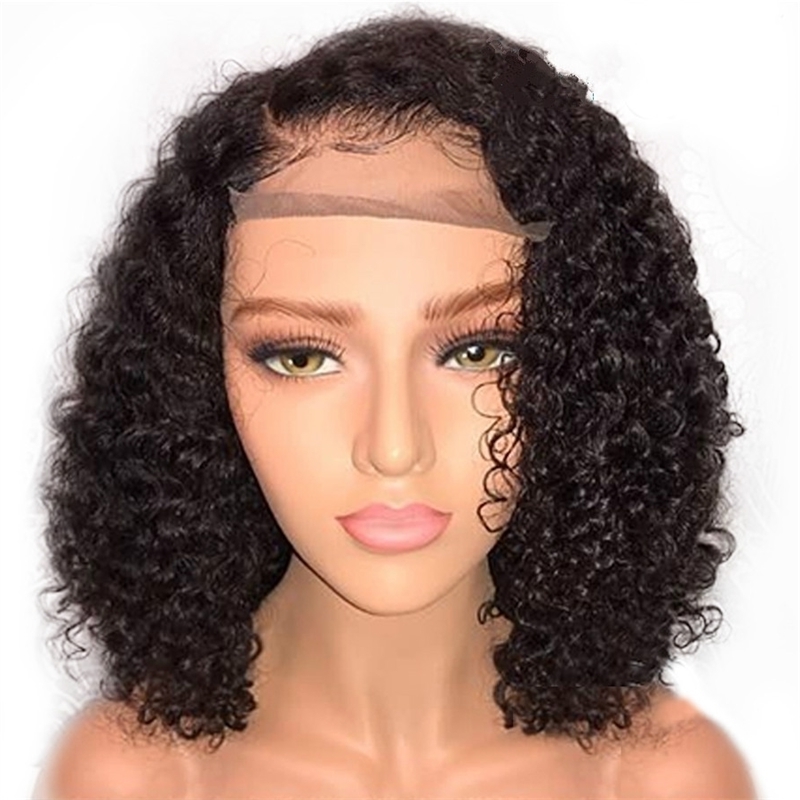 

lace New wig front women's short curly hair chemical fiber headgear, Black (rose net)