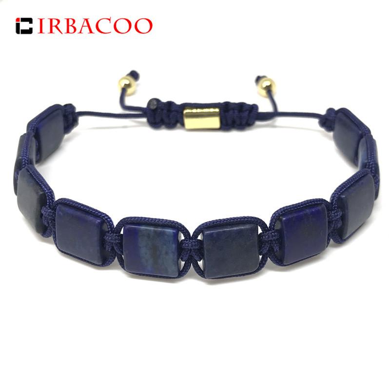 Charm Bracelets IRBACOO Luxury Men Bracelet Black Blue Beads Natural Lapis Macrame With Nylon Thread For Jewelry Gift-image-711175551