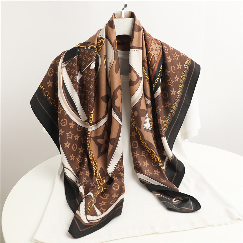

22ss 22style 90*90cm Designer Letters Print Silk Square Scarf Women Satin Bandana Bag Scarves Head Band Fashion Lady Hair Shawl and Wrap Female Neckerchief Hijab
