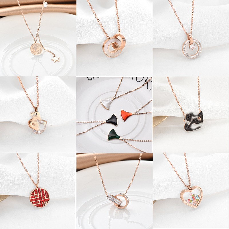 

Fashion Brand Rose Gold Stainless Steel Pendant Necklace Luxury Womens Gift Jewelry