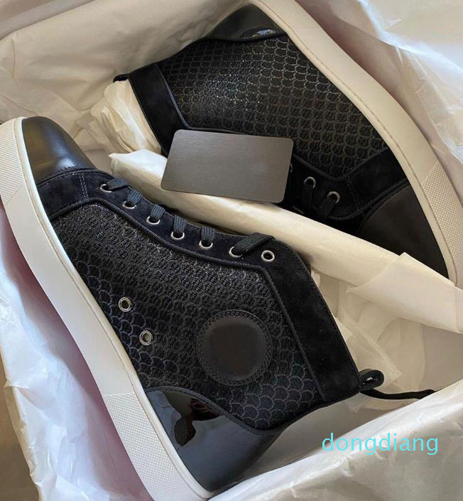 

Luxury-2021 Red Bottom Sneakers For Men,Women's Shoes Red Soles Mesh Casual Shoe Party Wedding Without Studded High Top Black Trainers