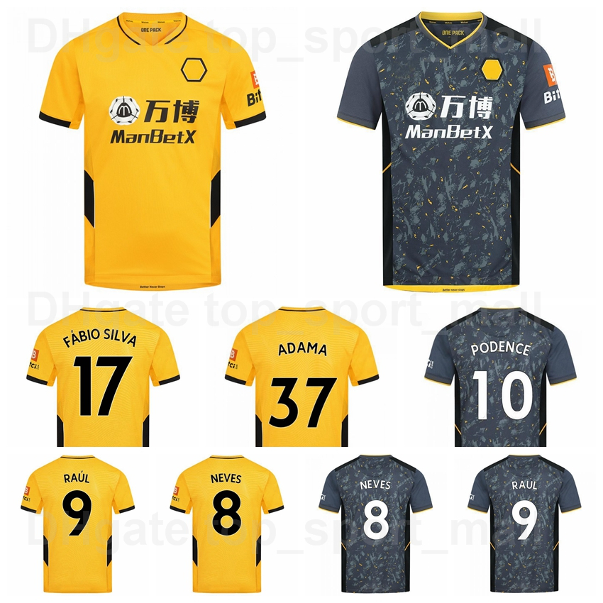 

2021-22 Wolves Soccer Jersey Wolverhampton Wanderers 8 NEVES 7 NETO 17 FABIO SILVA 9 RAUL 27 SAISS 10 PODENCE 37 ADAMA 16 COADY 22 SEMEDO Fo, Black;yellow
