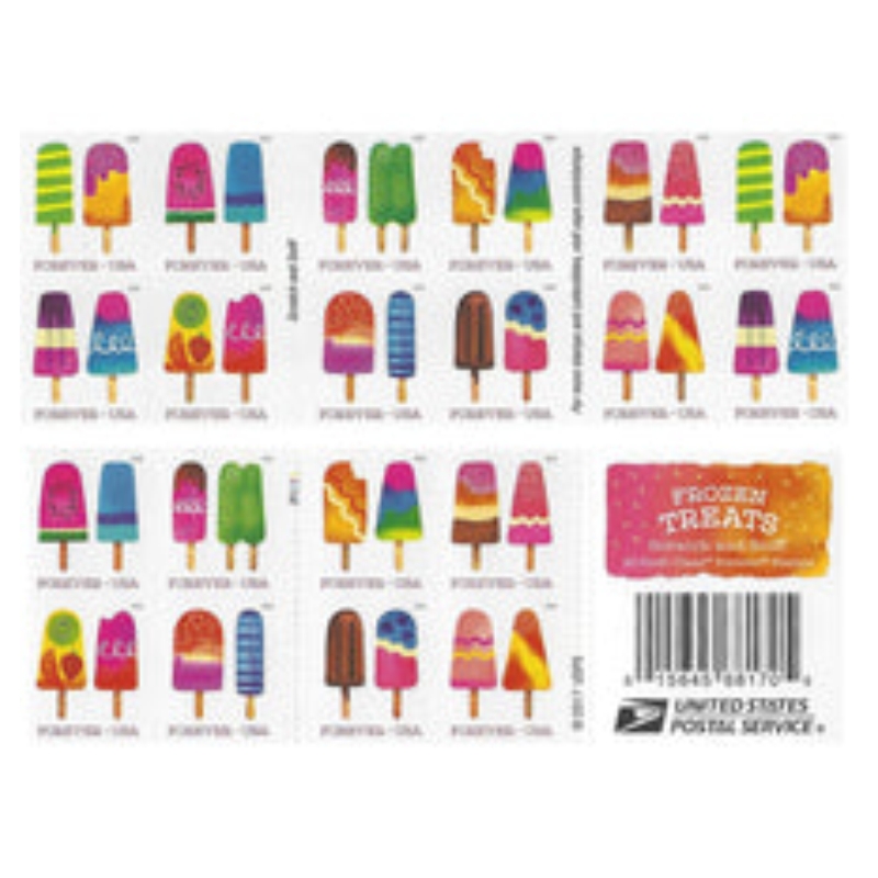 

US FLAG Stamps ice cream DAY Party Mail Supply First Class Rate Booklet Pane of Envelopes Letters Postcard 100pcs tn