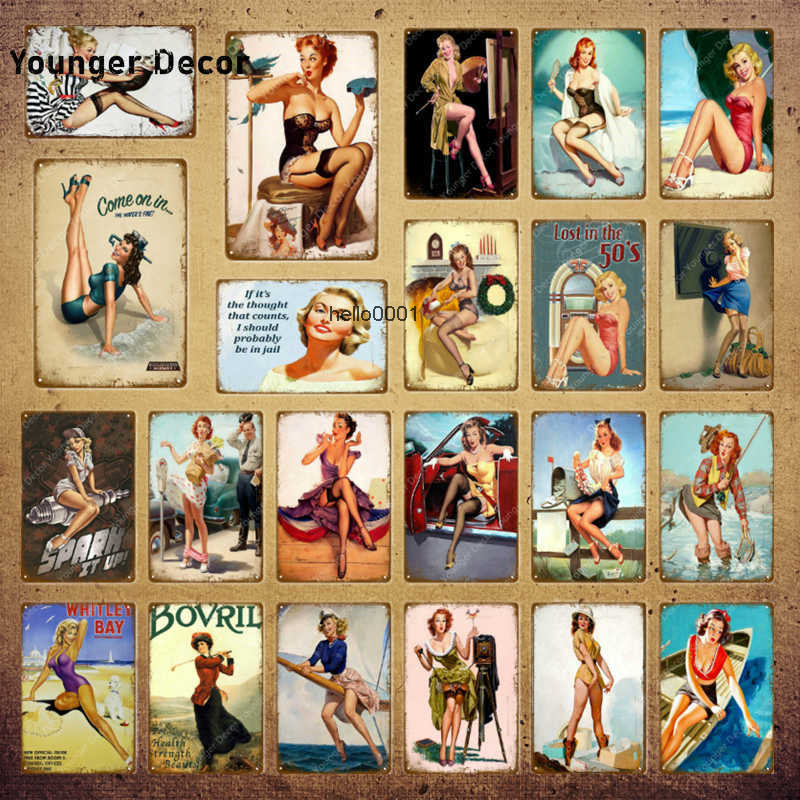 

Europe Pin Up Girl Poster Metal Tin Signs Vintage Wall Art Painting Bar Pub Cafe Shop Home Decor Sexy Lady Plaque YI-141