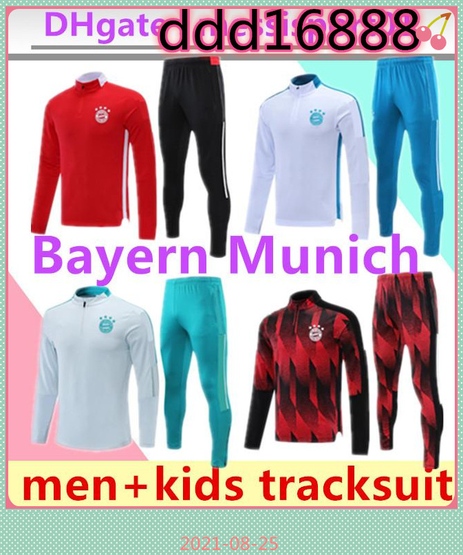 

Bayern Munich adult kids soccer tracksuit training suit Survetement football 2021 2022 men boys VIDAL LEWANDOWSKI MULLER, Black