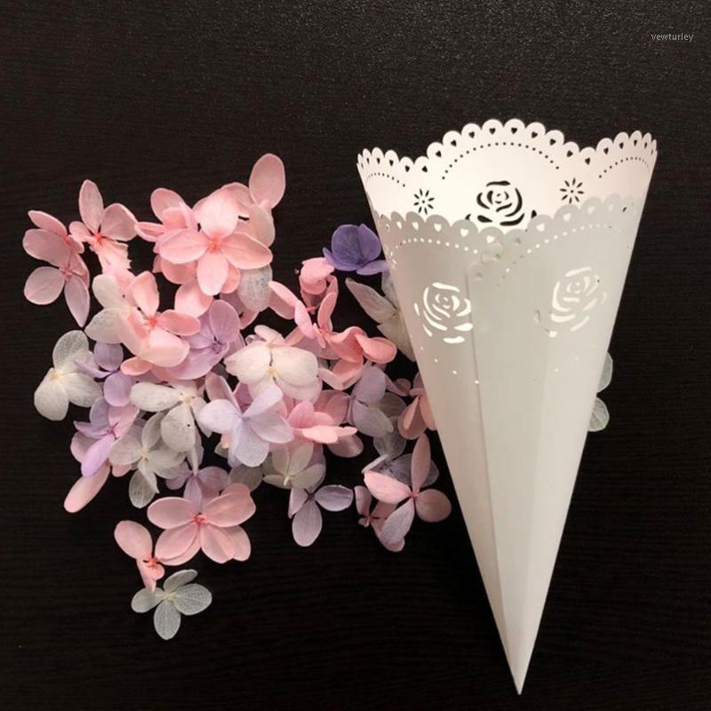 

Party Decoration 20PCS Hollow Confetti Holders Craft Paper Petal Cones For Wedding Storage (White)