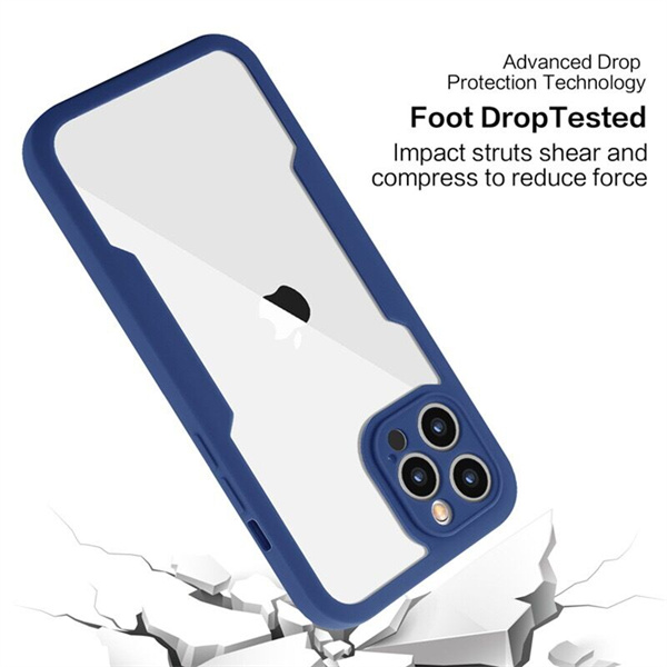 

360 Full Cover Phone Cases For iphone 11 12 13 Pro Max Mini XS XR X 7 8Plus SE2020 Soft Front Protector+Back Shockproof samsung A02 A21s A03s A22 A52 A72 A12 case, Blue