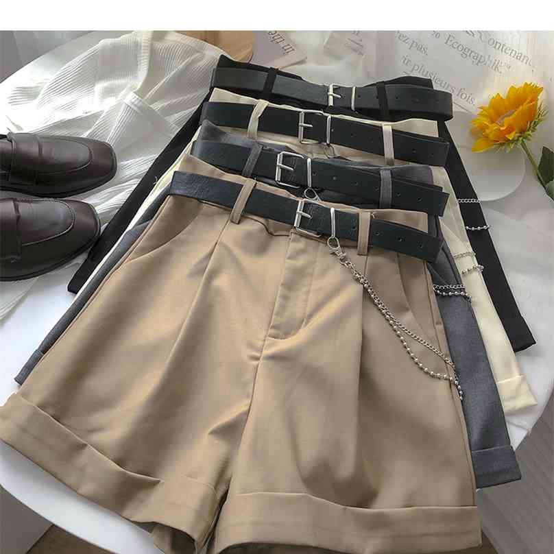 

Ashgaily Shorts Women Vintage Sashes All-match Solid High Waist Casual Loose Ladies  210719, Tbdk334w1