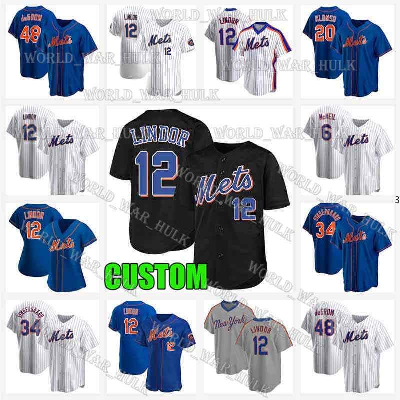 

Custom 12 Francisco Lindor Mets Jersey York Jacob deGrom Baseball Pete Alonso Darryl Strawberry New Mike Piazza Hernandez Rosario Stroman, Men custom new flex base(dadouhui)